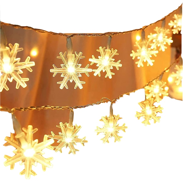Lichterkette Schneeflocke 10m 80 LED Weihnachten Batteri