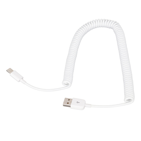 Spiralformad laddningskabel Typ C till USB 2.0 hane 480 Mbps snabb dataförlängningssladd för mobiltelefon 9,8 fot