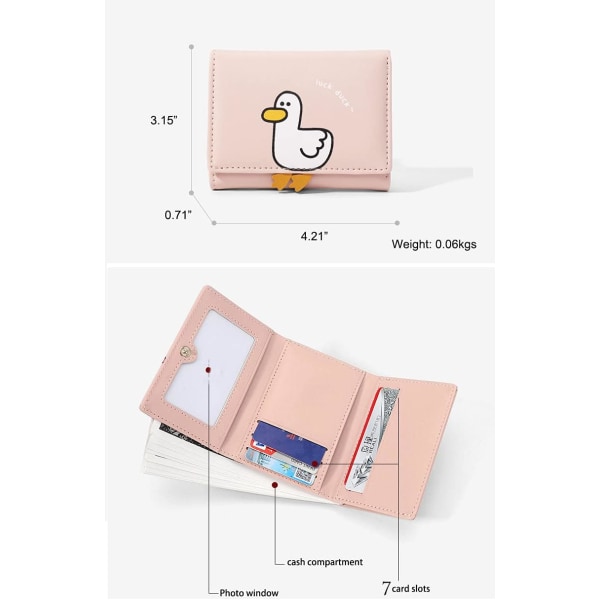 Girls Cute 3D Duck Tri-folded Wallet Small Wallet Cash Pocket