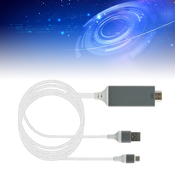 Adapterkabel Type C til High Definition Multimedia Interface-kabeladapter PVC-kobber til telefon, bærbar computer, hvid