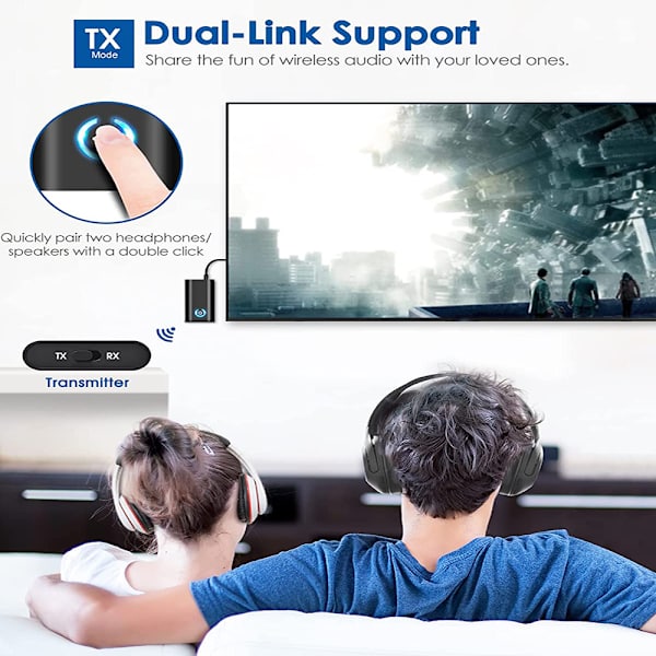 Bluetooth adapter audio 5.0 Bluetooth mottagare sändare 2 i 1 mini trådlös sändare / mottagare med 3,5 mm ljudkabel jack 300MAH, Bluetooth