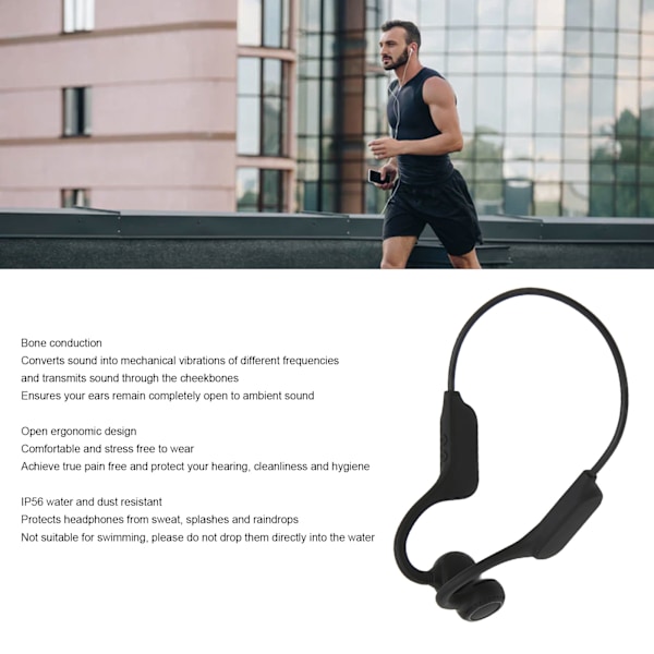 Benledningshörlurar Bluetooth 5.3 Inbyggd Mikrofon IP56 Vattentät Dammtät Öppna Trådlösa Hörlurar för Sport