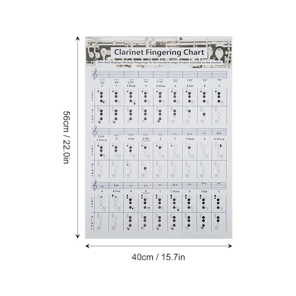 Klarinett grepptabell Clarionet ackord affisch träningsdiagram Musikinstrument tillbehör för nybörjareL 56cm