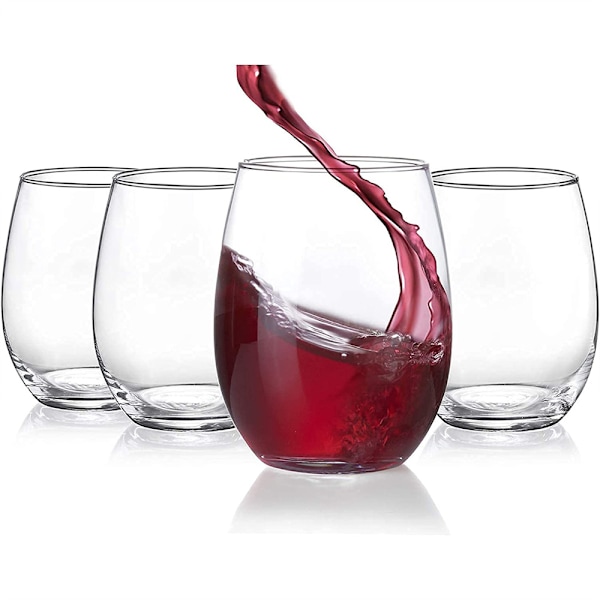 Tulpanformade vinglas utan fot, 590 ml, klar okrossbar glasvara, laser kallskärningsprocess, present till vinälskare