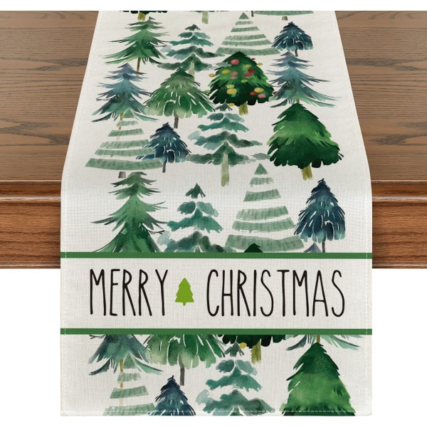 Mode Akvarell Rådjur Träd Snöflingor Julbordslöpare, Style 1