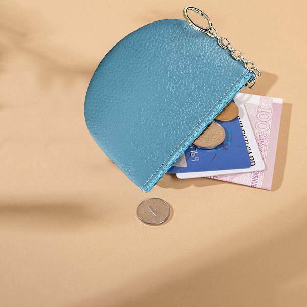Dames Echte Lederen Sleutelhanger Rits Portemonnee Kleine Mini Pouch Munt Portemonnee