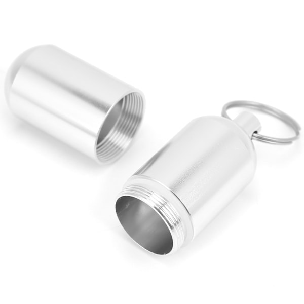 Bärbart Pillerfodral, Mini Förseglad Burk med Vattentätt Hölje i Rostfritt Stål, Medicinbehållare i Aluminiumlegering med Nyckelring för Utomhusaktiviteter