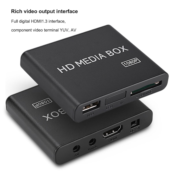 110-240V Full HD Mini Box Media Player 1080P Media Player Box Støtte USB MMC RMVB MP3 AVI MKV EU-plugg