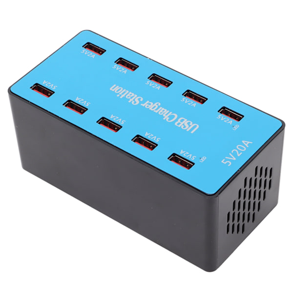 WLXA5B 10-porttinen USB-laturiasema 100 W moniporttinen älykäs USB-pikalataushubi 100240 V (EU-pistoke)