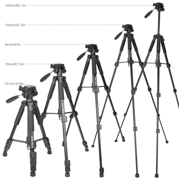 Kamera Stativ for Canon Nikon Sony, Lett Reise Stativ med Bæreveske, Aluminium Profesjonelt Kamera Stativ for DSLR/SLR