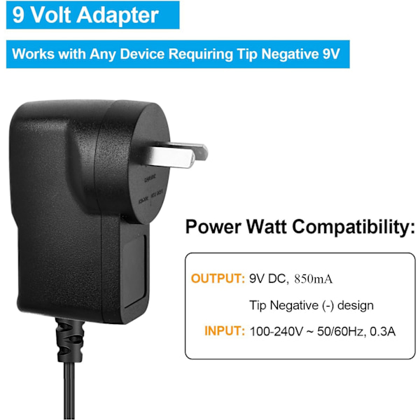 Strömadapter 9V Plast Gitarr Multi Effekt 1 till 5 C2T Linje Industriella Verktyg 850mA AC100‑240VAU Kontakt