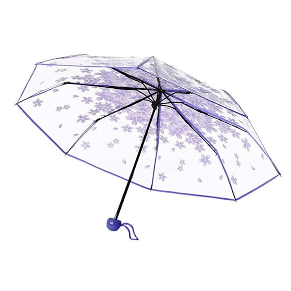 Kvinde Regn Paraply Bærbar Klar Kirsebær Blomstre Tryk Tre Folding Regn Paraplyer til at Tage Billeder