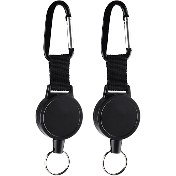 2-pack infällbar nyckelring, infällbar ID-brickahållare med 65 cm/25 tum stålvajer