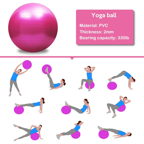Halkfri Stabilitetsboll för Professionell Yoga &amp; Cardio Drumming, Extra Tjock &amp; Anti-Burst för Pilates, Fysioterapi, Snabb Dubbel