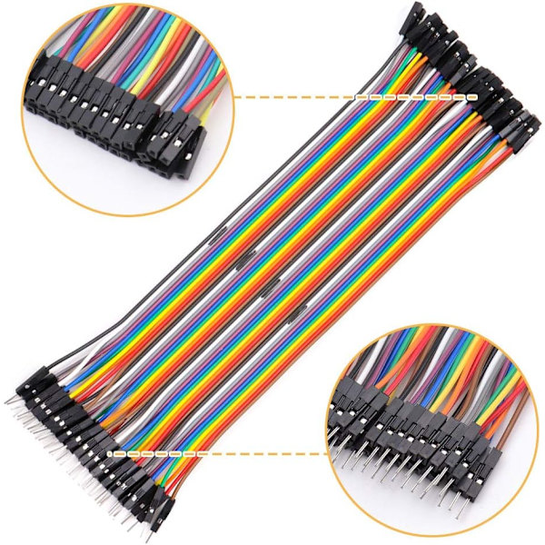 Jumper Wire-kabel 3 x 40 st vardera 20 cm, Dupont Breadboard-kablar 3 i 1, hane till hona, hane till hane, hona till hona, för Arduino, Raspberry Pi