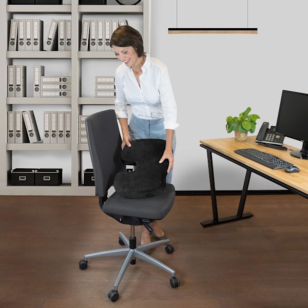 Kontorsstolsmatta i Memory Foam, Portabel Gel-förstärkt Sittdyna för Ischiaslindring, Ergonomisk Design med Halkfri Bas, Lindring av Ryggsmärta Svanskotan