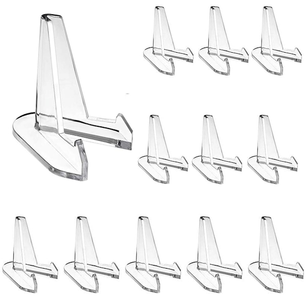 12 stk. Mini Akryl Display Stativ Transparent Mynt Display Staffeli for Hjem Butikk Utstillinger