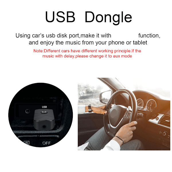 3 i 1 Sender/Mottaker Bluetooth 5.0 Mottaker Sender Lyd Bluetooth Adapter