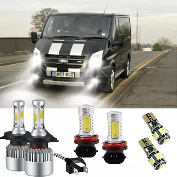 För Ford Transit MK7 55w Vit 6000K HID Hi/Lo/Dim/Sida LED Strålkastarlampor Set
