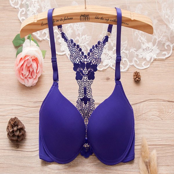 Dam Underwire Push Up BH Spets Pärla Racerback Frontknäppning BH 34B 36B 38B