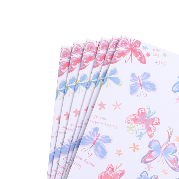6 Ark Fjäril Omslagspapper, Blomsterförpackningspapper, Rosa Fjäril Omslagspapper, Omslagspappersrulle för Alla hjärtans dag, Födelsedagsfest, Baby
