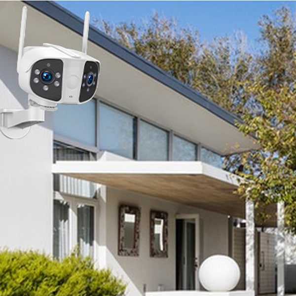 6Mp HD Säkerhetskamera Med Dubbla Linser, Avancerad AI-Detektering För Anpassade Varningar, 360 Graders Panorering Och Tilt För Omfattande Täckning, Låg Strömförbrukning