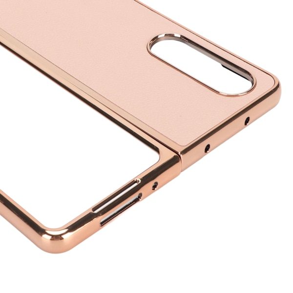 Telefonfodral Skyddande Skal för Samsung Galaxy Z Fold 4 Nano Plätering Äkta Läder Reptålig Rosa