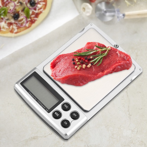 1 kg/0,1 g LCD-skärm Elektronisk digital ficksmycke Food Scal