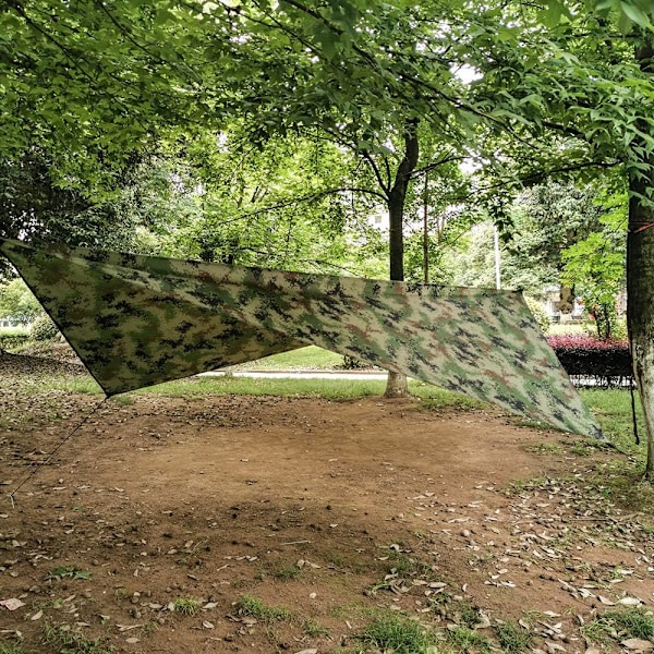 3-i-1 Äventyrsset för Utomhusbruk, Andningsbart Myggnät & Multifunktionell Tältpresenning, Lättviktig och Enkel Montering för Camping Vandring Fiske (Kamouflage)