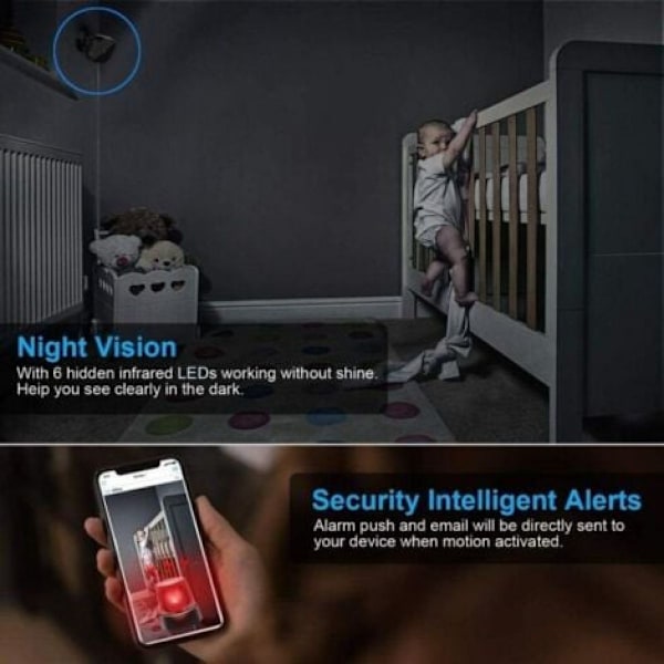 Innovativ Minikamera för Hemsäkerhet, Trådlös WiFi HD 1080P Minikamera med Inbyggd Magnet och Vidvinkelobjektiv för Diskret Övervakning