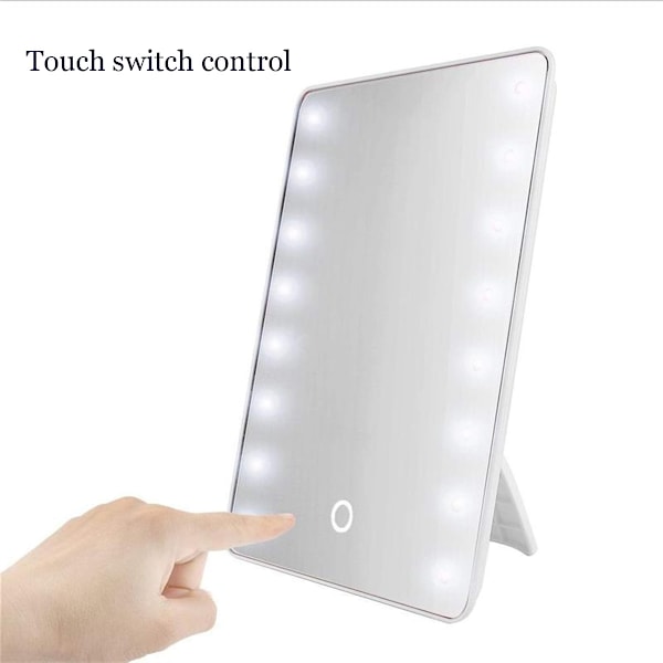 Sminkspegel med 16 LED-lampor Kosmetisk Spegel med Touch Dimmer Batteridriven Sminkspegel för Bordsskiva Badrum White