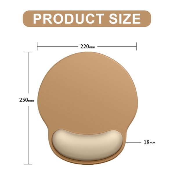 Halkfri musmatta med gummibas, ergonomiskt handledsstöd i memory foam, smärtlindring, minimalistisk design, bekväm yta, gott om plats för musen