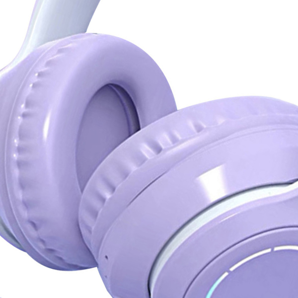 Bluetooth-hodetelefon med tung bass, støydemping, sammenleggbar, gradientfarge, trådløst headset med lys for telefon og bærbar PC