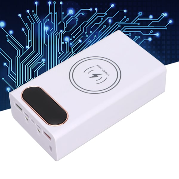 L12 Hurtiglading Edition DIY Power Bank Kit 12 18650 Batteriboks 22.5W Kablet med 15W TrådløsHvit