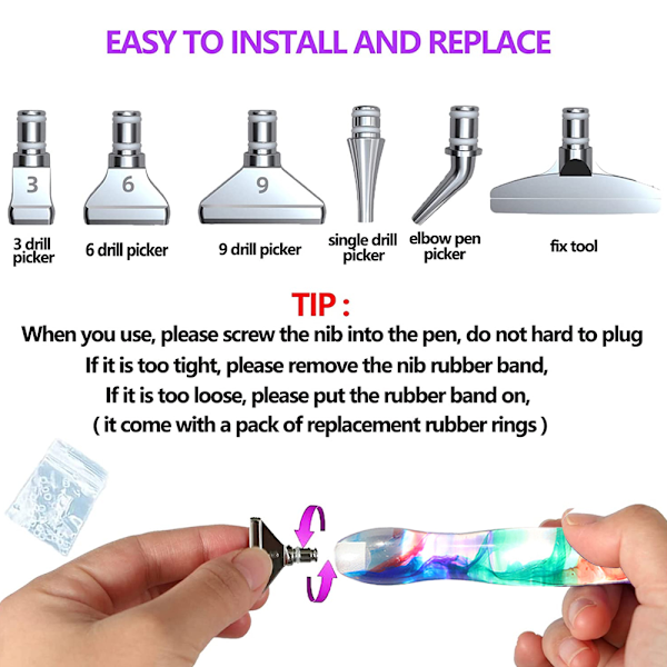 Diamantmaling Penner Kits, Rustfrie Stål Bor Penner Tips