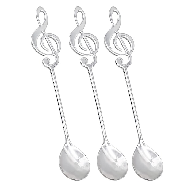 Musiknot Tesked för Espresso, 304 Rostfritt Stål Slitstark Ergonomisk Design, Silverfärgad Kreativ Bestick Idealisk Som Gåvor Eller Daglig Användning I