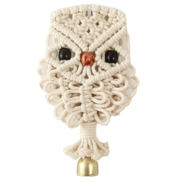 Handgjord Uggla Macrame Väggbonad För Vardagsrumsdekoration, Boho Heminredning (Naturbeige, 19,8 cm X 11,9 cm)
