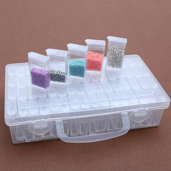 64 rutnätssorteringslåda diamantmålning tillbehör diamantmålning broderilåda sorteringslådor plast transparent för små delar, naglar,