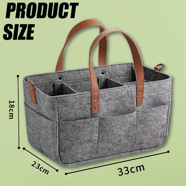 Filtväska Flera Fack Baby Blöjväskor Barnkammare Förvaringskorg Bärkorg För Resebruk Grå 33x15x18cm