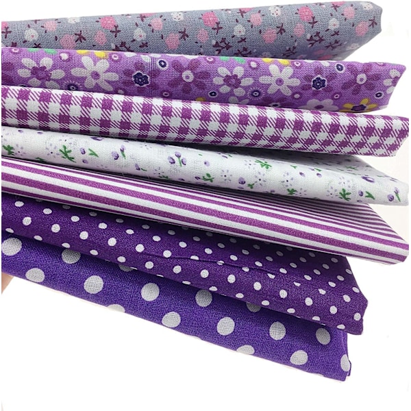 7 stk 25 x 25 cm bomullsblanding tekstil håndverk stoffpakke Fat Quarter Patchwork forhåndskutte dynelapper for DIY sying Scrapbooking prikk blomstermønster
