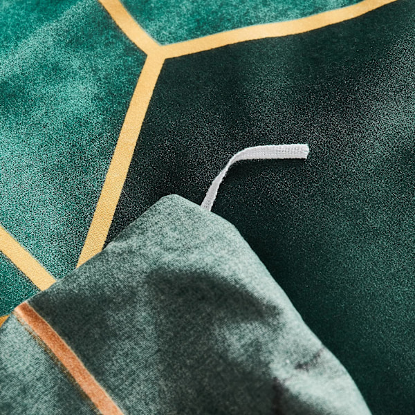Smaragdgrön Påslakanset, Guldbladsdesign med Geometriskt Hexagon-tema, Mjukt och Bekvämt Mikrofiber för Året-runt-bruk, Enkel Maskintvätt
