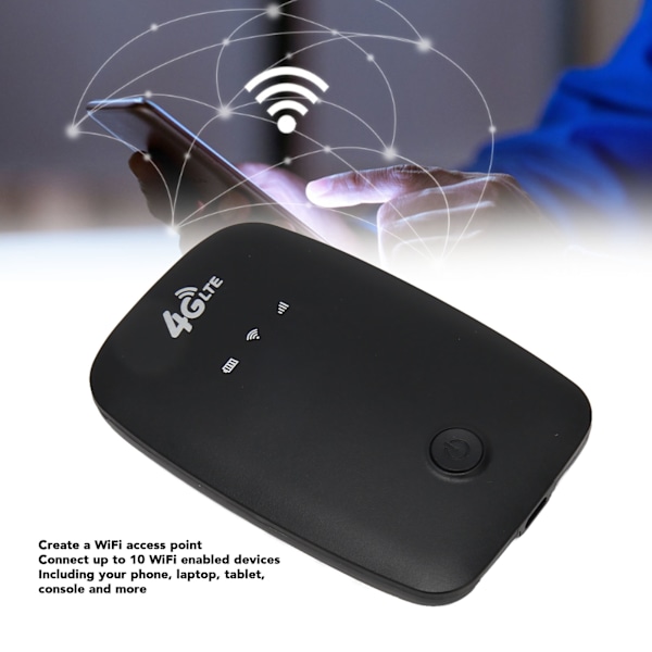 4G LTE Mobil WiFi Låst op 2100mAh Batteri Høj Hastighed Bærbar Rejse Hotspot Mini Router med SIM-kortslot Sort