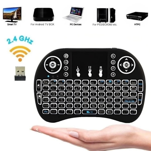 Bluetooth-tangentbord i gamepad-stil, trådlös dubbellägesöverföring för smarta enheter, multimediakontroll med pekplatta, bärbar för resor och