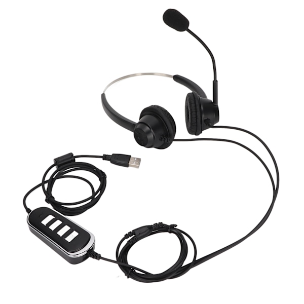 Telefon Headset Støjreduktion Binaural RJ9 Stik Ledningsført Business Hovedtelefon med Mikrofon USB Lydkort til Call Center