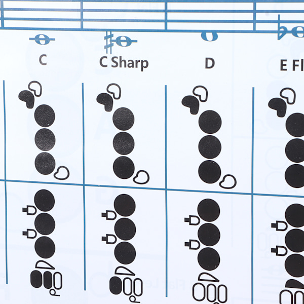 Fløytefingerskjema for nybegynnere, øving, undervisning, hjelpemidler, instrumenttilbehør L (56x40 cm)