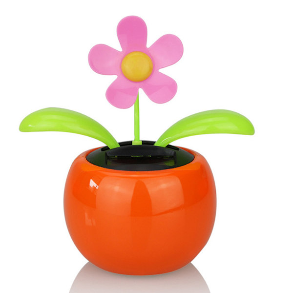 4 st slumpmässiga färger solcells drivna dansande blommor plast solcells dansande blommor skakande huvud bil kontor skrivbordsdekoration (12*7cm)