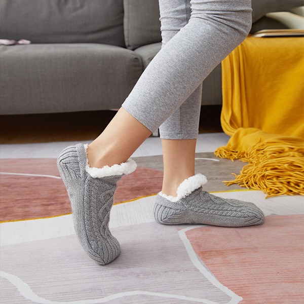 Toffelsockor för kvinnor, halkfria termiska innesockor för damer 46-48 (30cm)