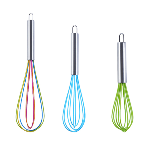 3 Pack Very Sturdy Kitchen Silicone Whisk Balloon Wire Whisk Set