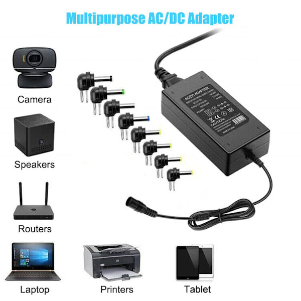 Mångsidig Strömlösning, Universell Laptopladdare 90W AC-Adapter, Utrymmesbesparande För Olika Märken av Laptops och Ultrabooks, Ersätter 90W 75W 65W 45W