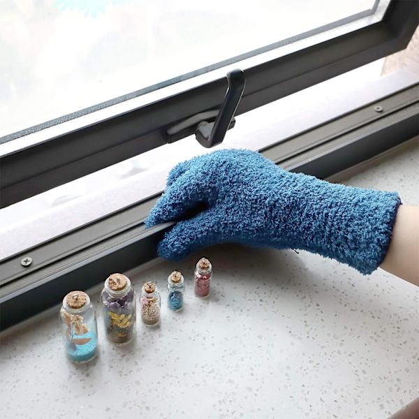 2 par Microfiber Auto Damting Rengöringshandskar Tvättbara rengöringsvantar för kök Husstädning Bilar Lastbilar Speglar Lampor Persienner Damming